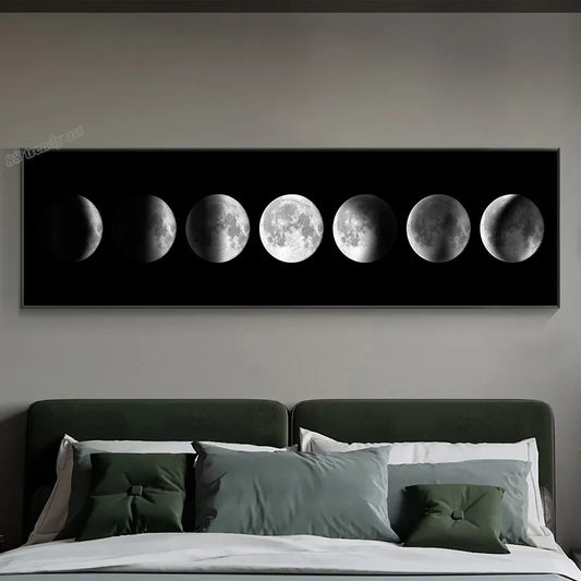 Wall Art Canvas Painting Black and White Moon Bedroom decor